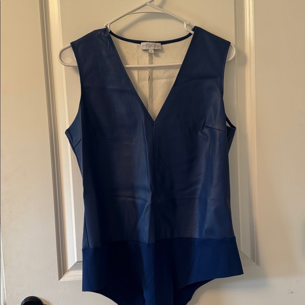 SEDGE Royal blue leather bodysuit